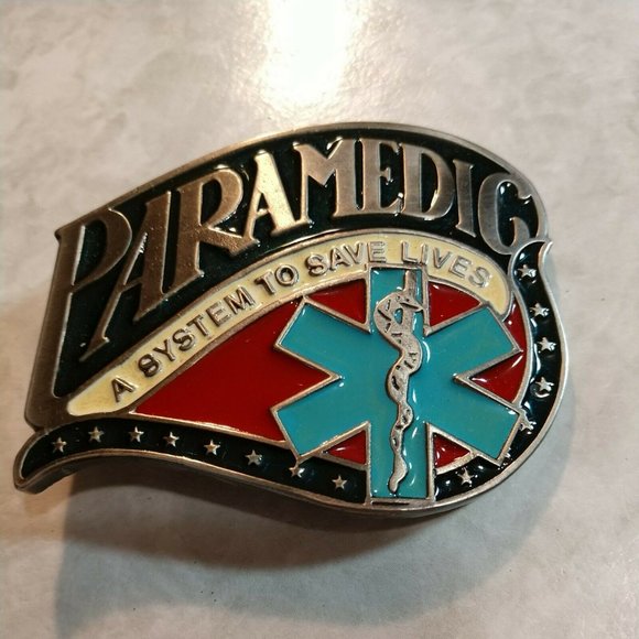 LAST ONE  EMT Emergency Medical Technician Vintage 1990’s Blue Tone Belt Buckle - Picture 2 of 8